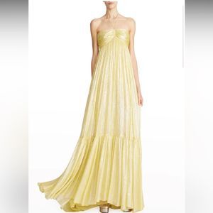 Halston Reia Metallic Chiffon Halter Dress (great for Black Tie, Formal)